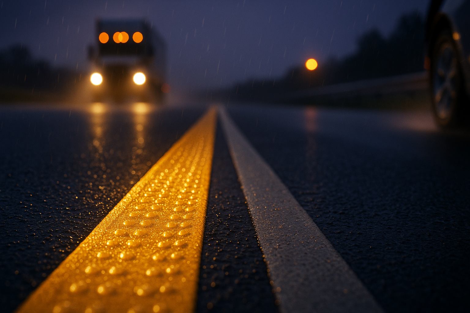 Stamark 380 AW on a wet highway